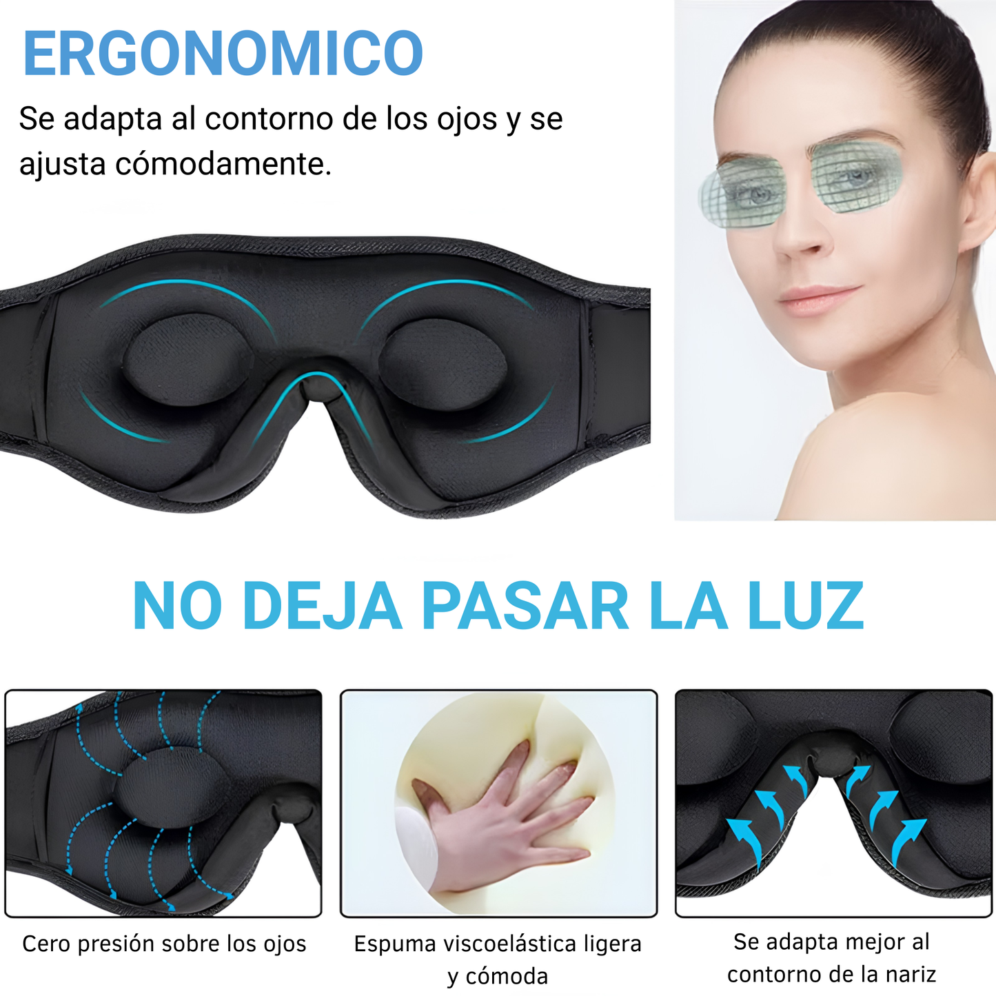 Máscara de Sueño 3D con Audio Bluetooth